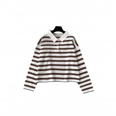 CHANEL COTTON BLEND STRIPED POLO SHIRT 